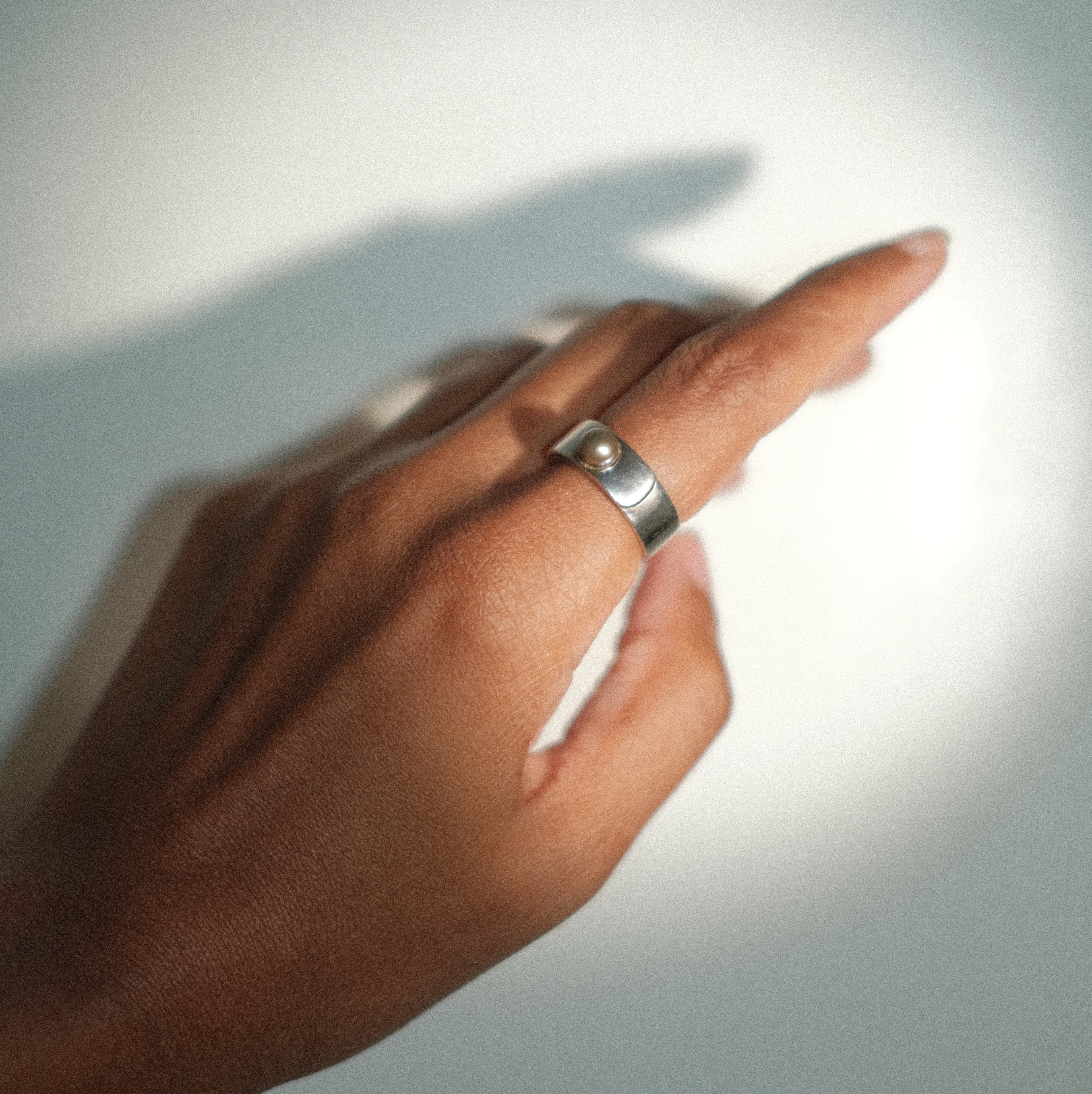 Vintage Modernist Black Pearl Ring