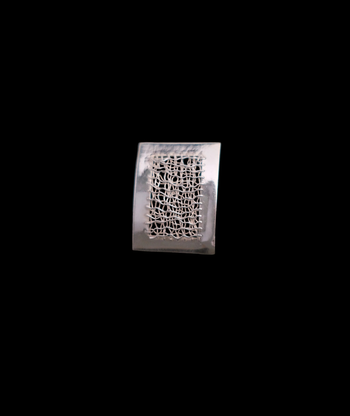 Vintage Sterling Silver Grid Brooch