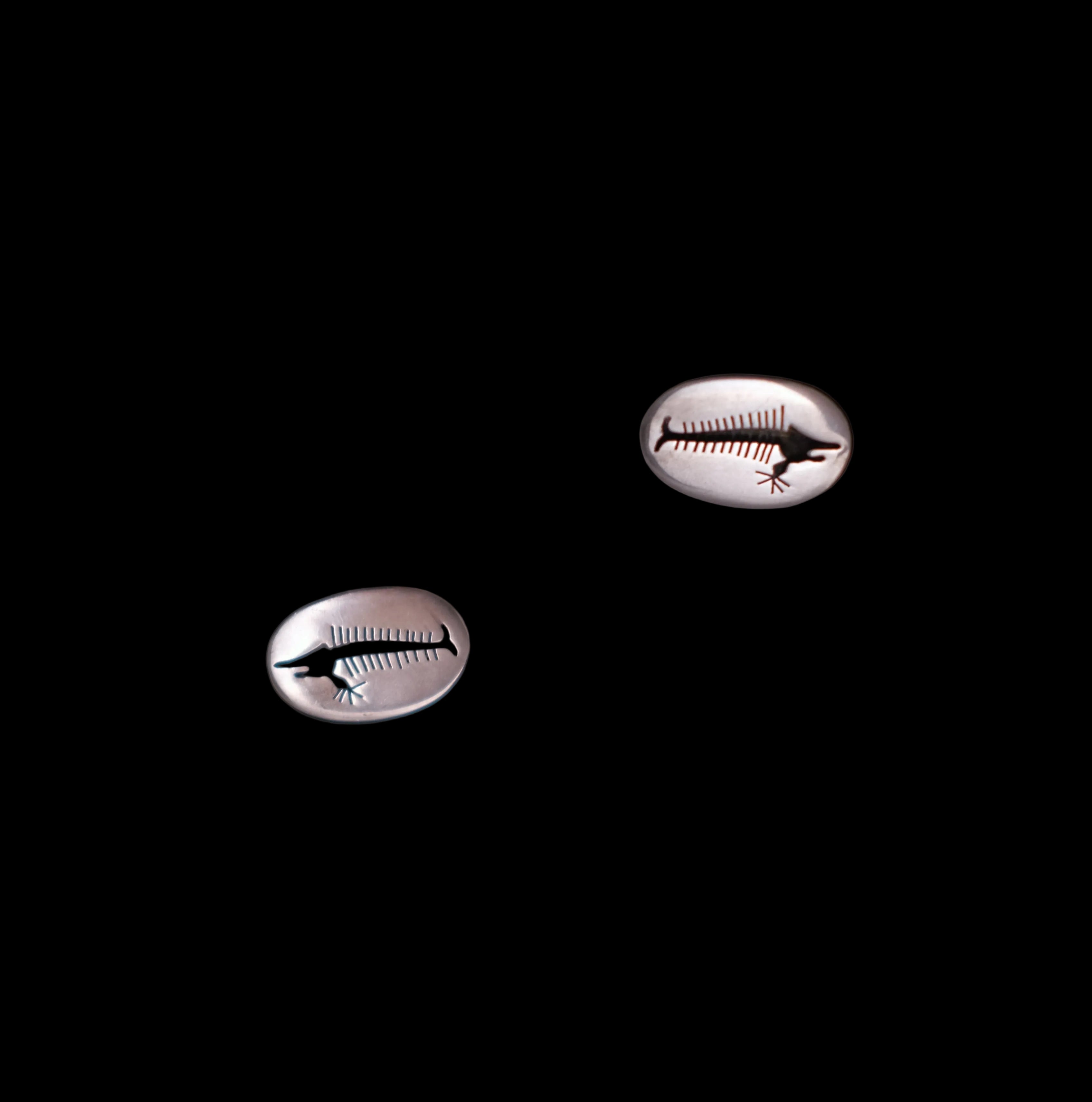 Vintage Fishbone Sterling Silver Cufflinks