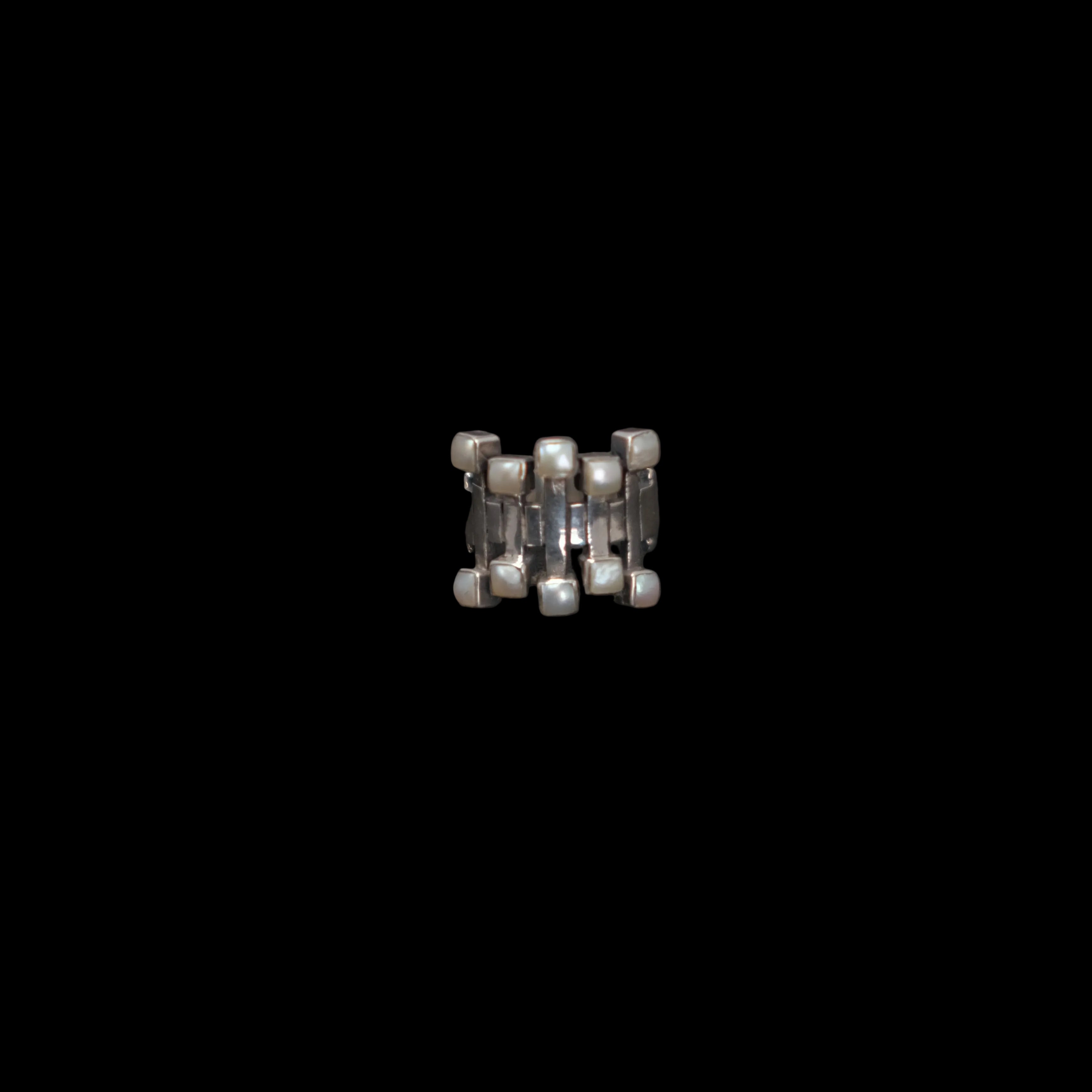Vintage Pearl Brutalist Sterling Silver Ring