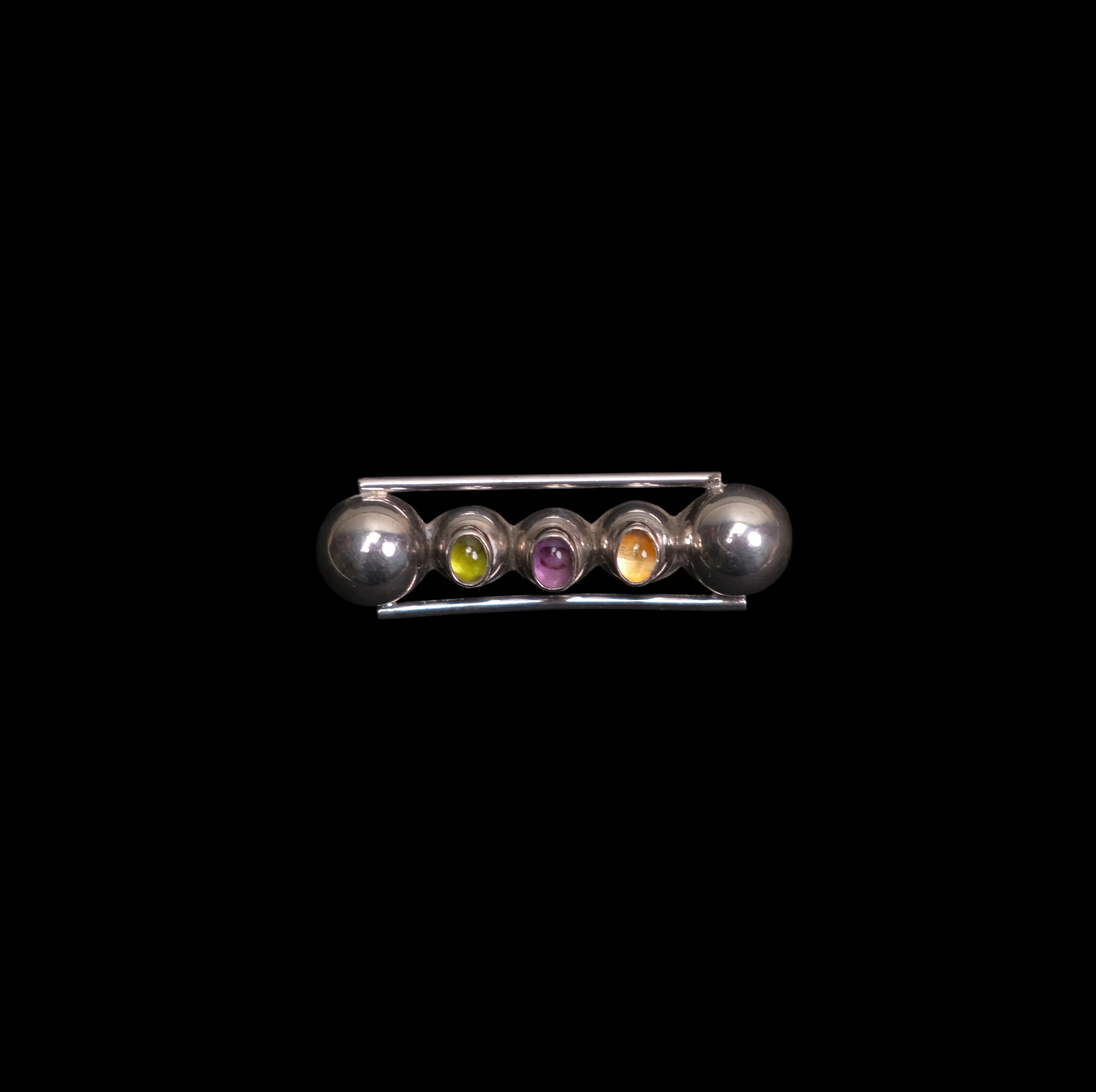 Vintage Sterling Silver Gemstone Brooch