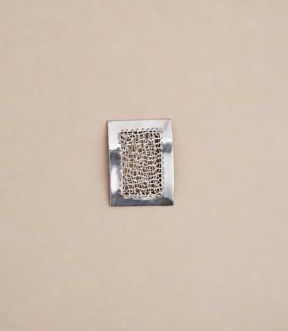Vintage Sterling Silver Grid Brooch